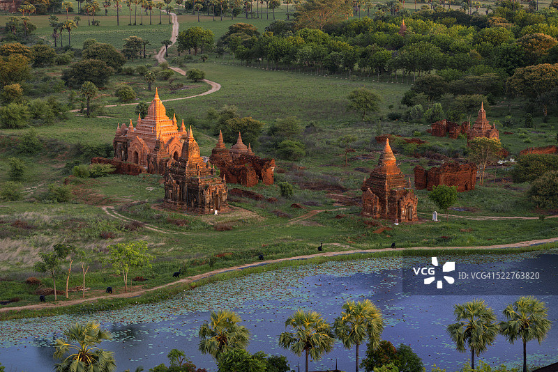 缅甸蒲甘寺庙群清晨景色图片素材
