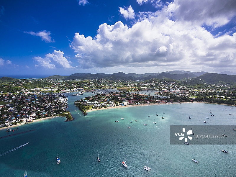 加勒比海圣卢西亚罗德尼湾雷杜伊特海滩航拍照片图片素材