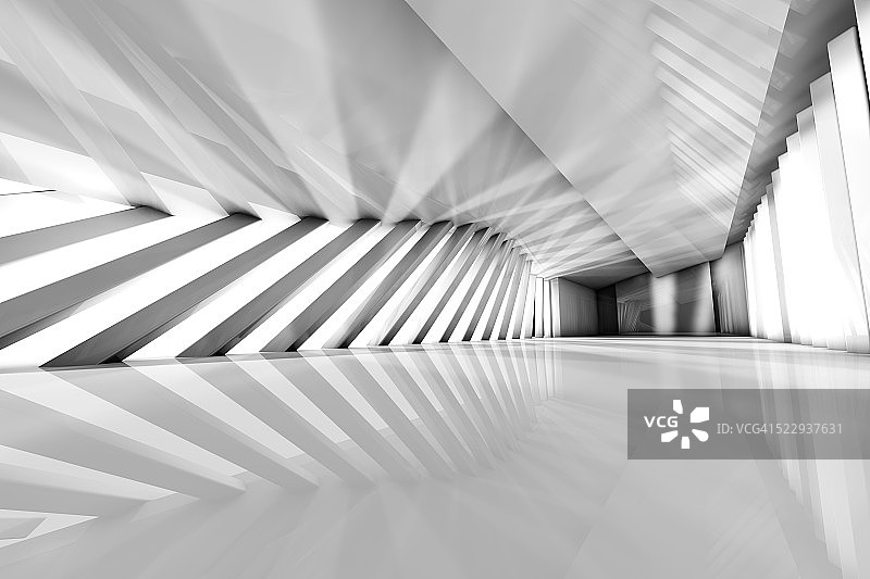 未来的空房间，3D渲染图片素材