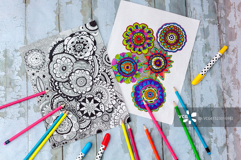 纸上曼陀罗填色图片素材
