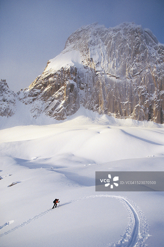 不列颠哥伦比亚省布加布省级公园的滑雪之旅图片素材