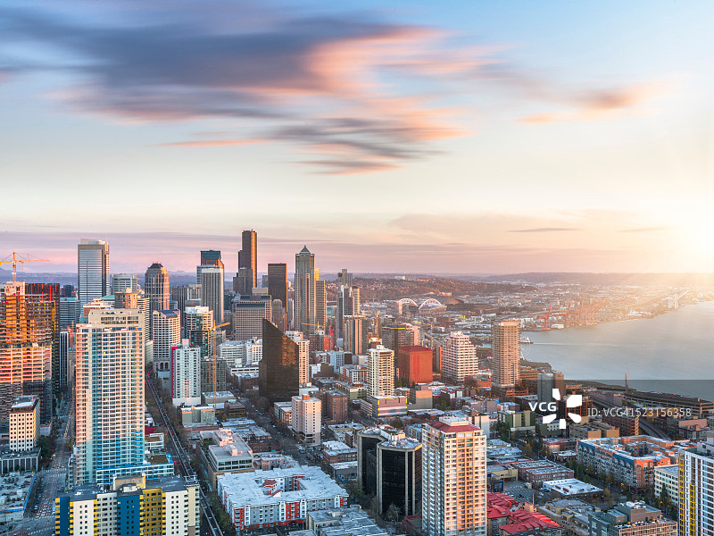 西雅图天际线航拍景色图片素材