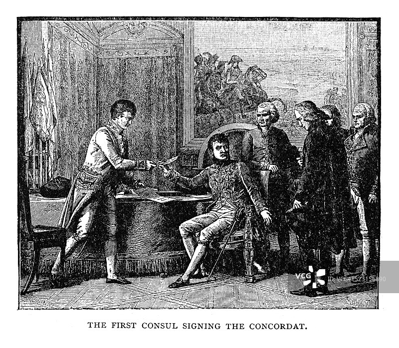 第一执政签署教务专约图片素材