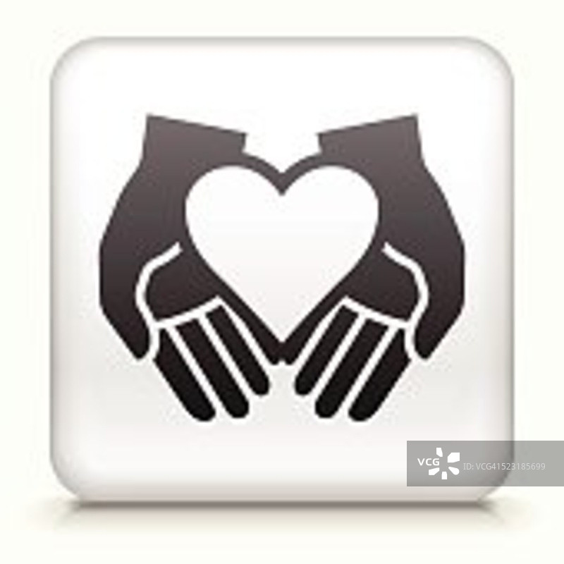 双手捧心方形按钮图片素材