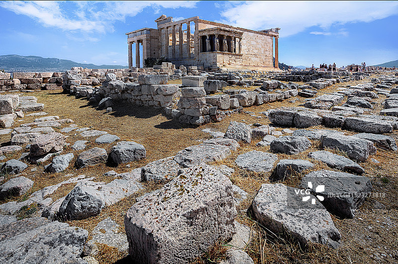 希腊雅典卫城的雅典娜旧神庙图片素材