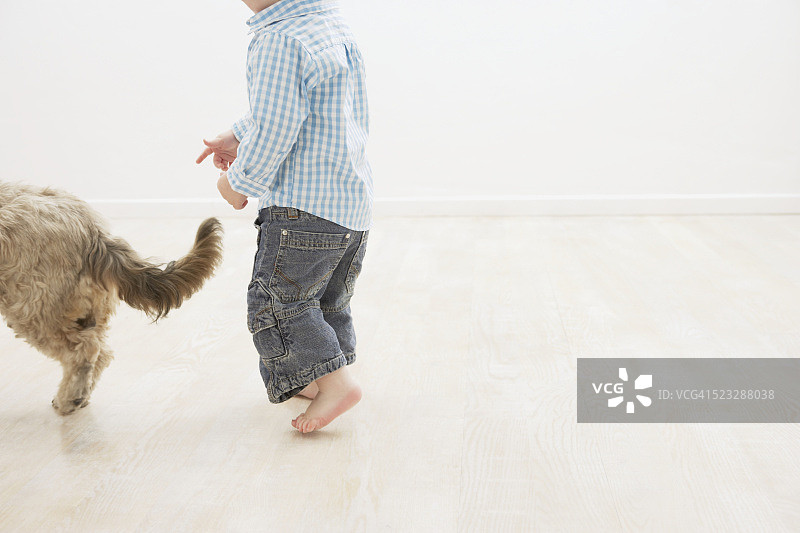 幼儿和狗图片素材
