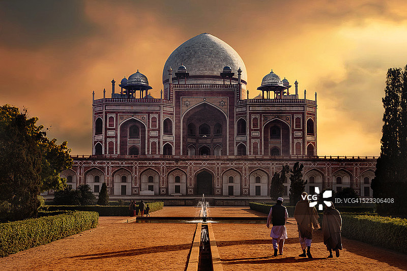 印度德里尼扎穆丁东区的胡马雍陵图片素材