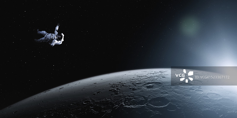 宇航员漂浮在太空图片素材