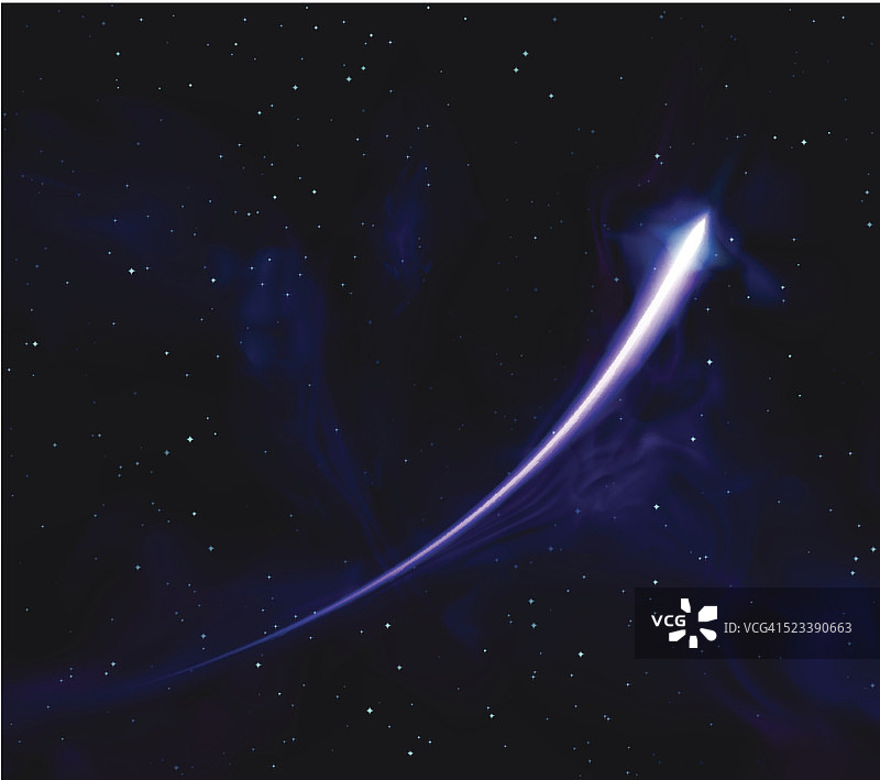 星云太空背景上的彗星流星矢量素材图片素材