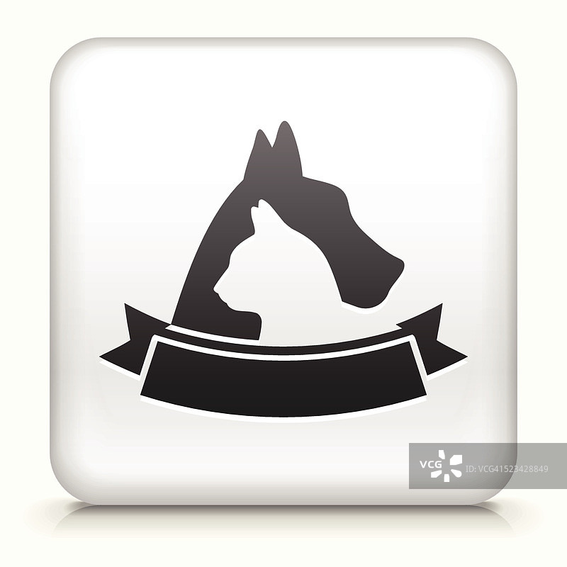 带猫狗徽章的方形按钮图片素材