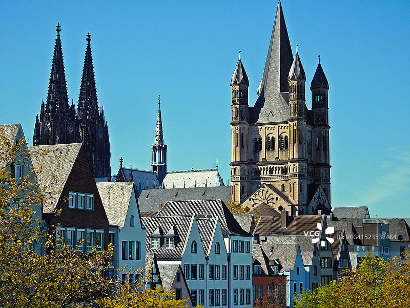 科隆大教堂和圣马丁大教堂图片素材