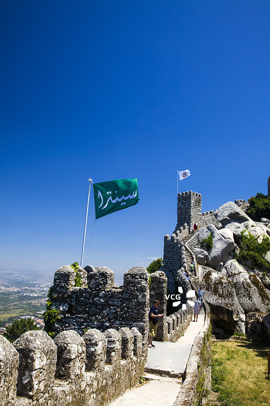 穆罗斯城堡的城墙和旗帜图片素材