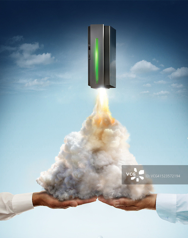 商务人士发射火箭图片素材