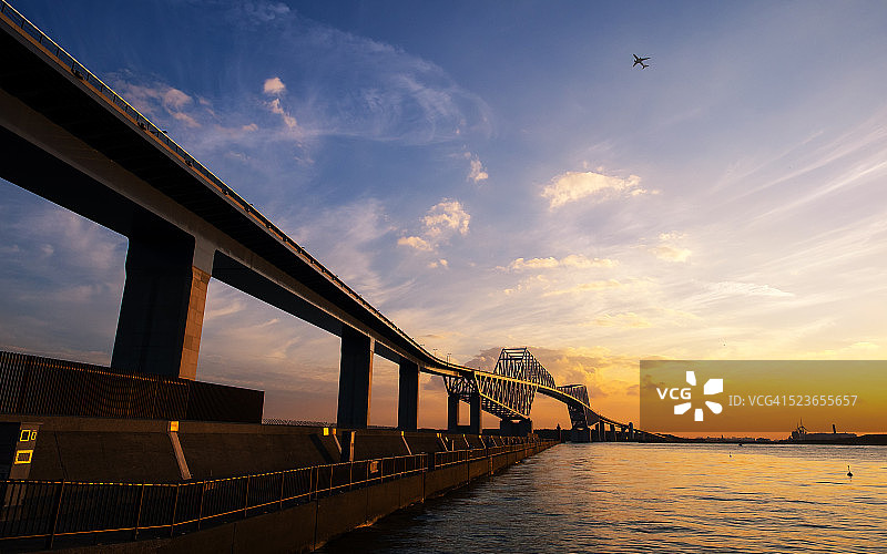 东京 gate bridge 与日落图片素材