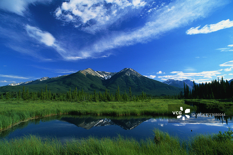 朱砂湖与加拿大落基山脉图片素材