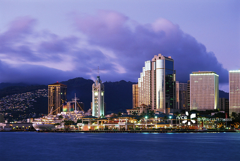火奴鲁鲁港口和天际线图片素材