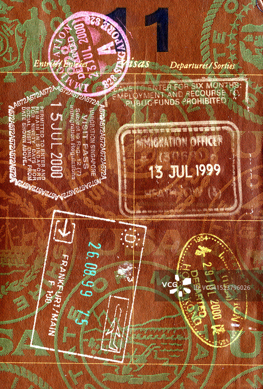 签证上的旅行印章图片素材