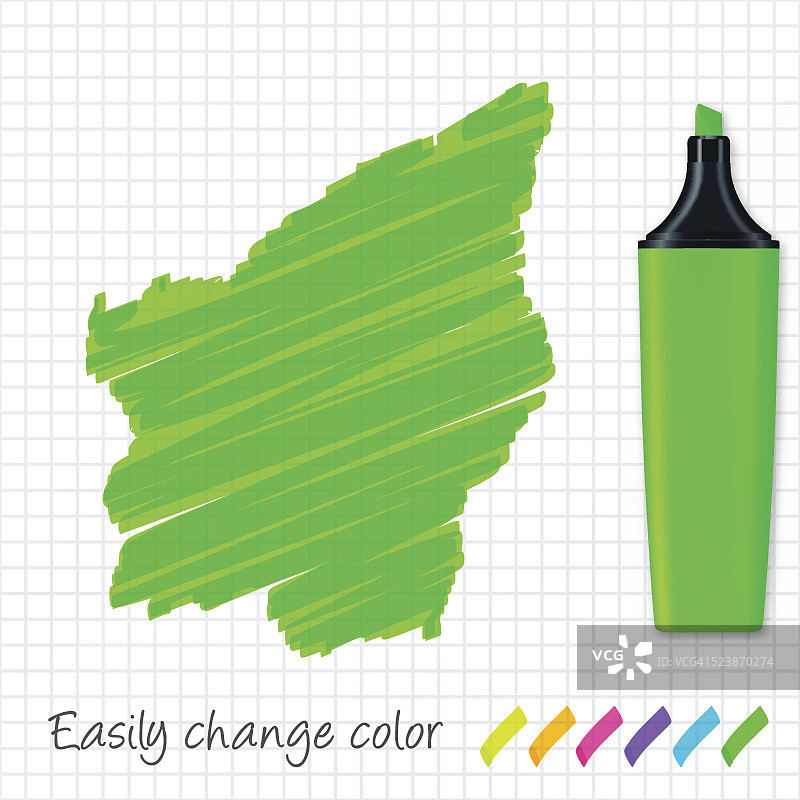 手绘在坐标纸上的圣马力诺地图，绿色荧光笔图片素材