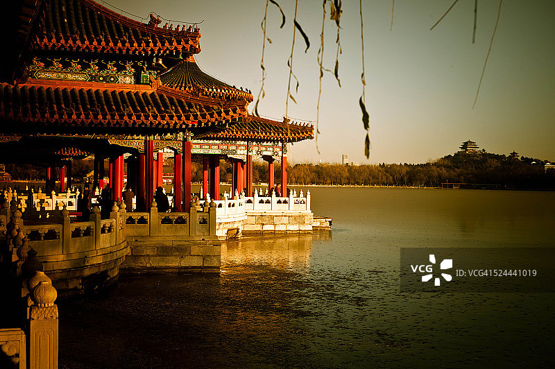 北京北海公园的北海湖图片素材