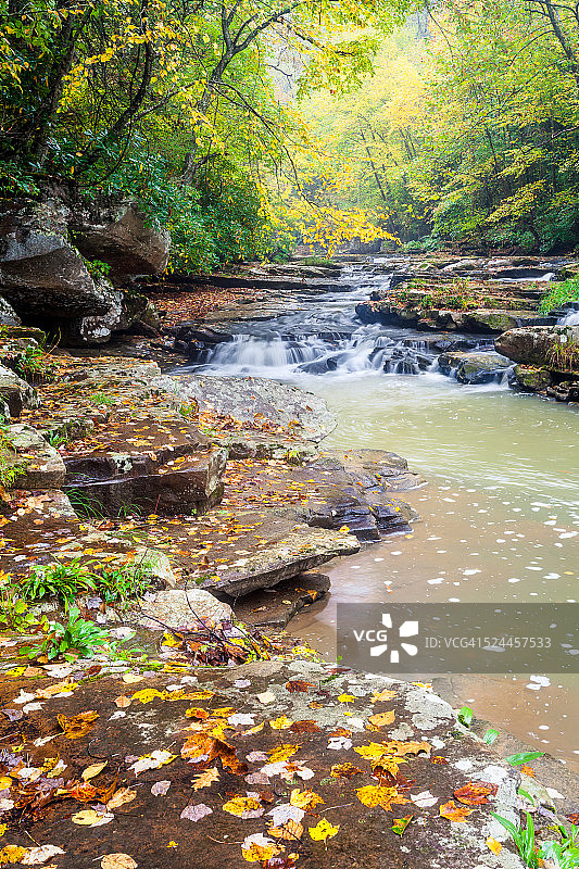 米尔溪沿岸的秋色图片素材