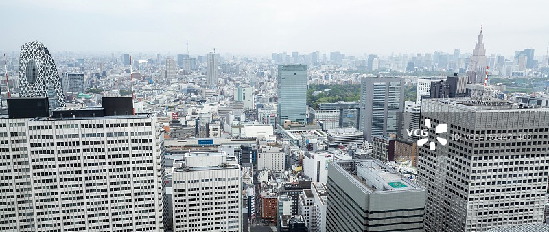 东京新宿城市景观航拍图片素材