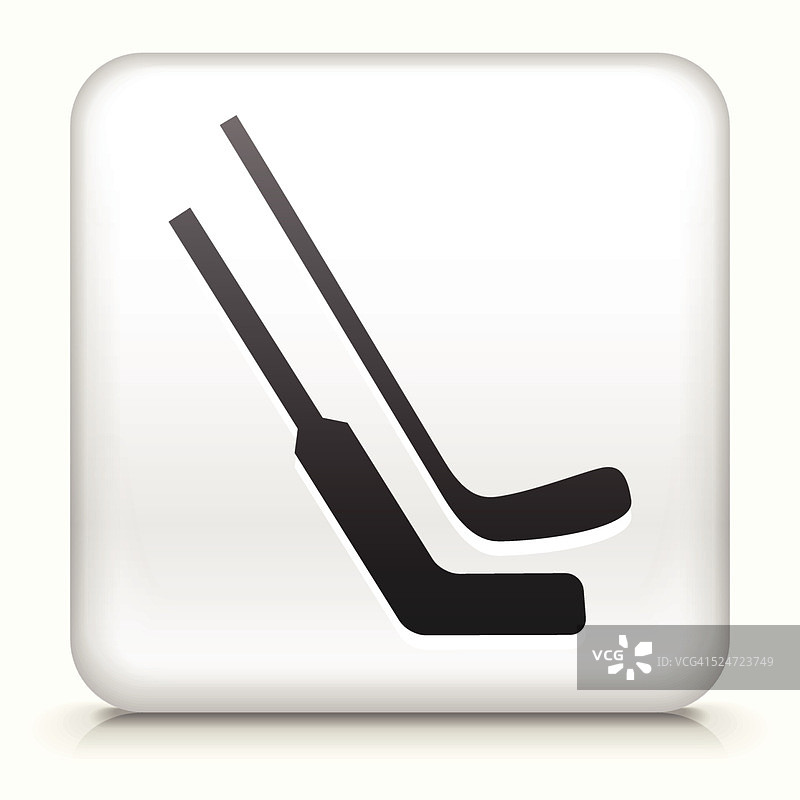 带有曲棍球杆的方形按钮图片素材