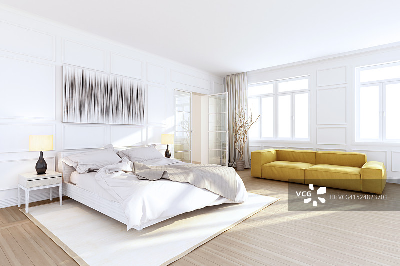 白色豪华卧室内饰图片素材
