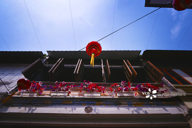 红灯笼与红花图片素材