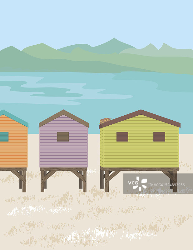 海滩小屋上的鸟巢图片素材