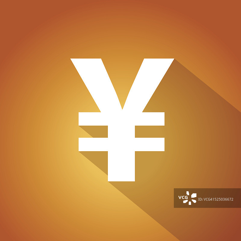 阳光橙色背景上的日元货币符号图片素材