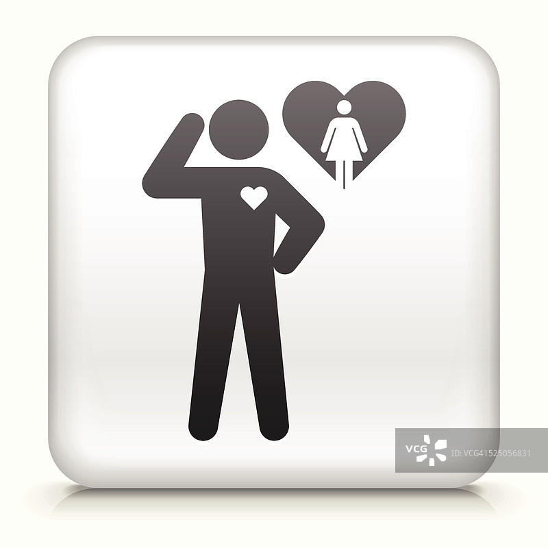 恋爱中的火柴人方形按钮图片素材