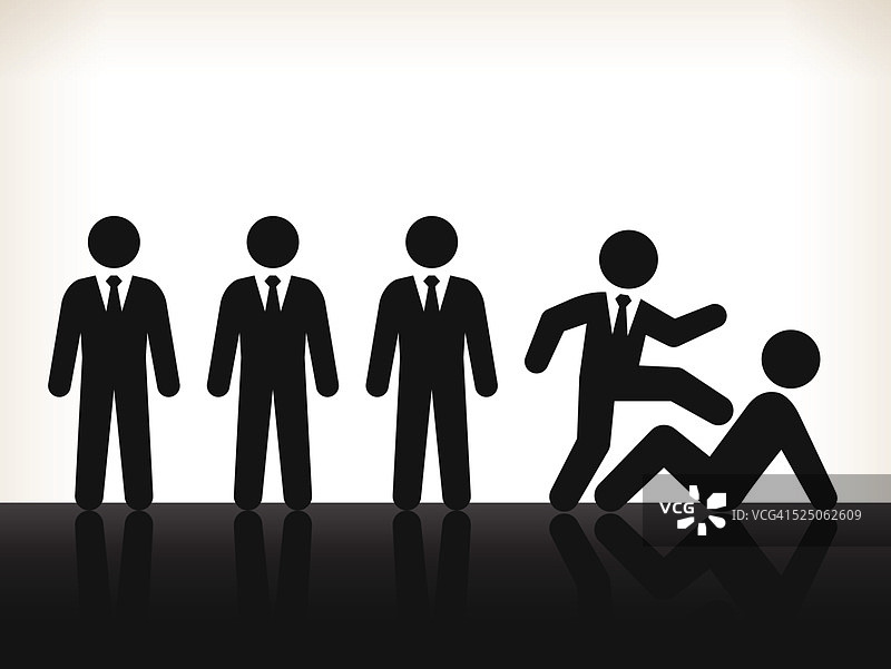 落井下石的黑白插画图片素材