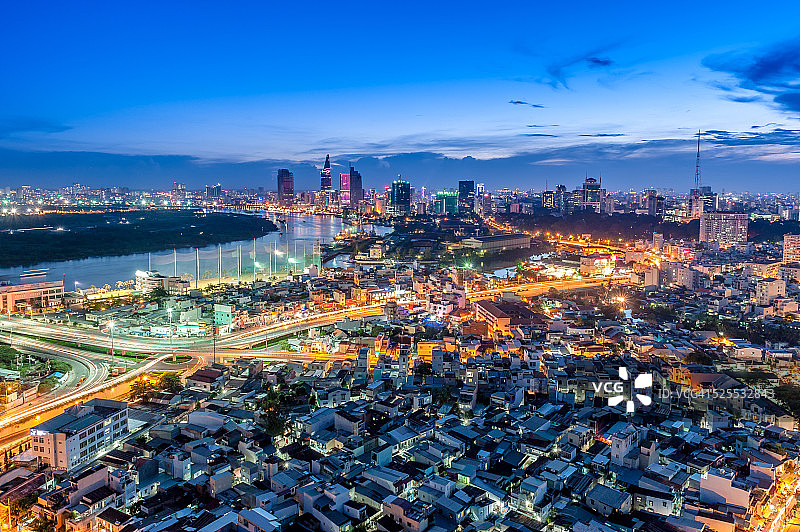 胡志明市（西贡）中心的黄昏图片素材