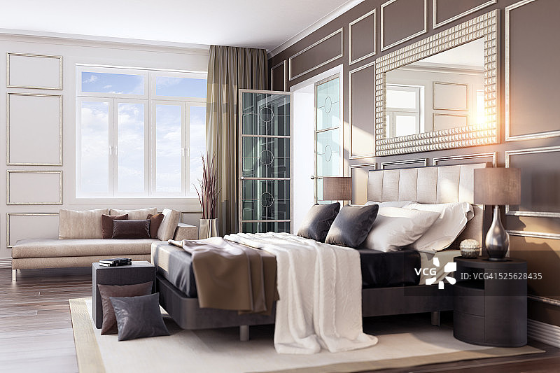 奢华包豪斯卧室室内设计图片素材