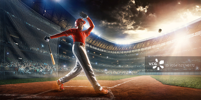 体育场上的棒球击球手图片素材