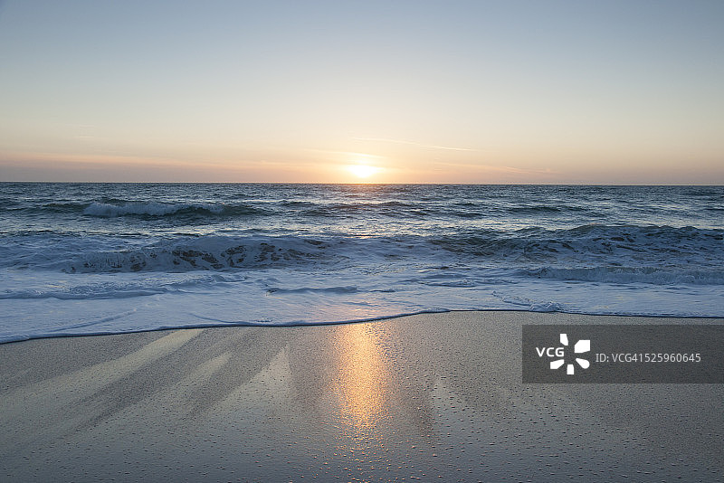 康沃尔纽基菲斯特拉尔海滩的日落图片素材