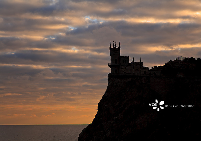 克里米亚燕子堡日落图片素材