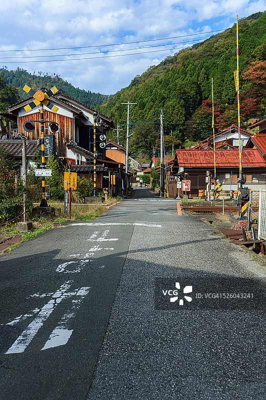 津和野车站附近的铁路道口图片素材