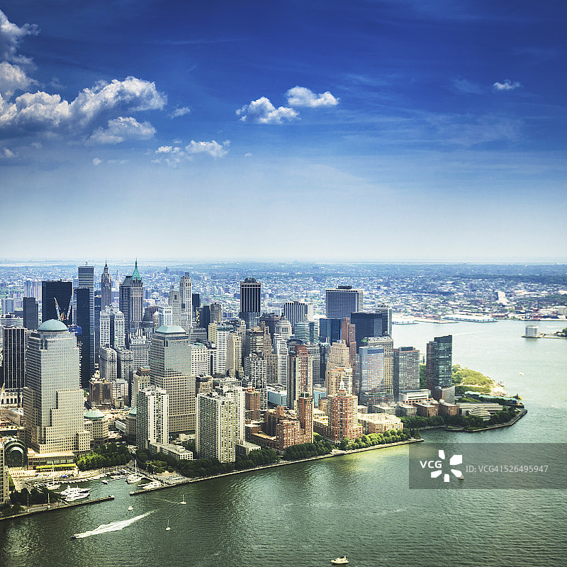 纽约市曼哈顿下城天际线航拍图片素材