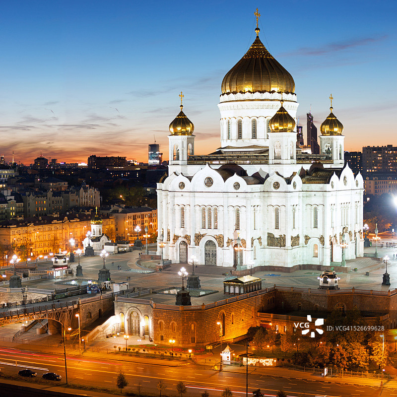 莫斯科夜景救世主基督大教堂图片素材