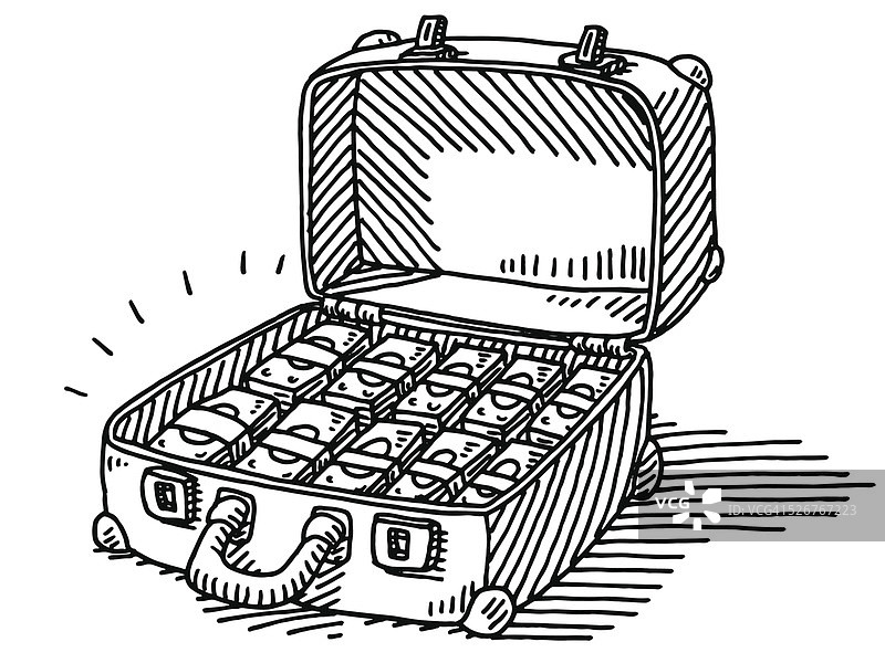 装满钱的行李箱图片素材