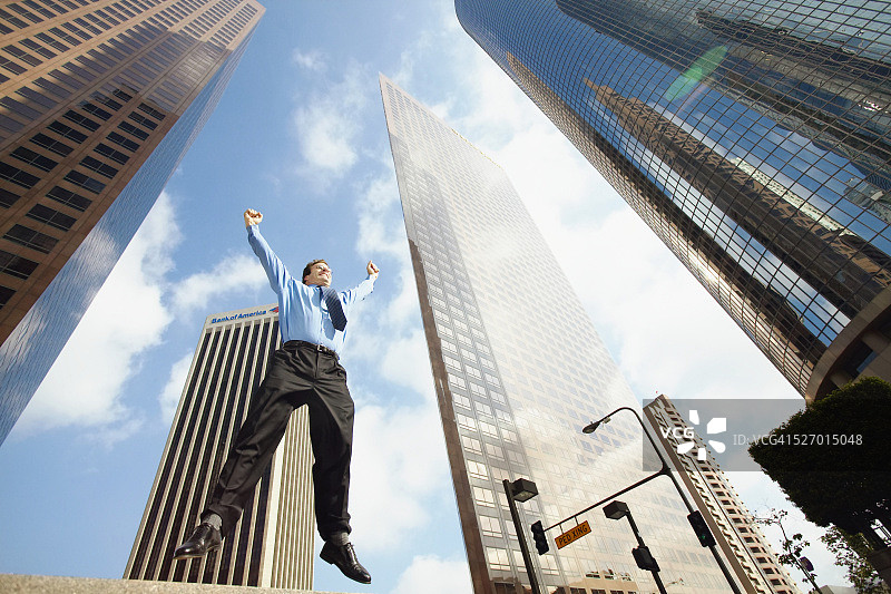 商人喜悦跳跃图片素材