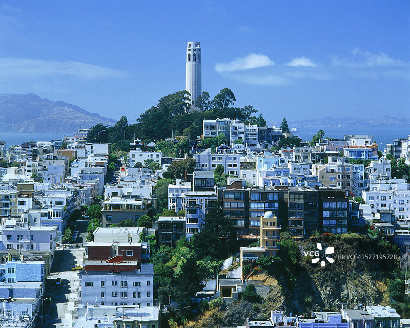 美国旧金山电报山和科伊特塔图片素材