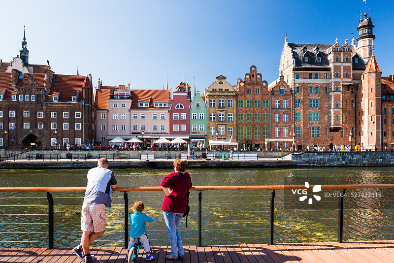 从莫特拉瓦河对岸眺望格但斯克老城图片素材