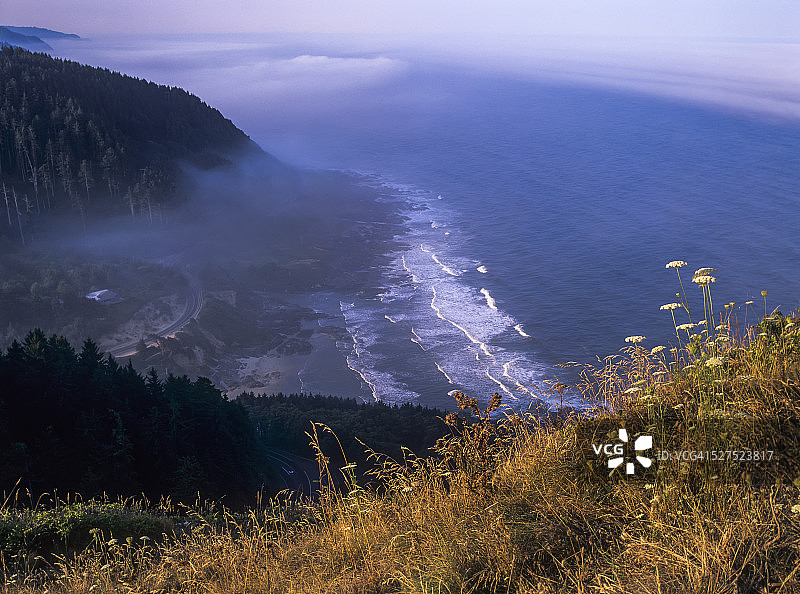 佩佩图阿角俯瞰俄勒冈州中海岸图片素材