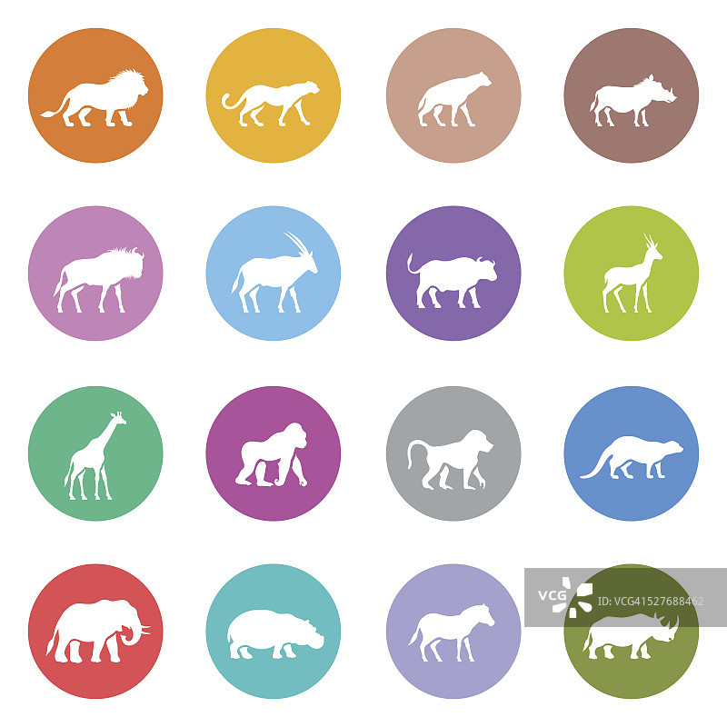 非洲动物图标集图片素材