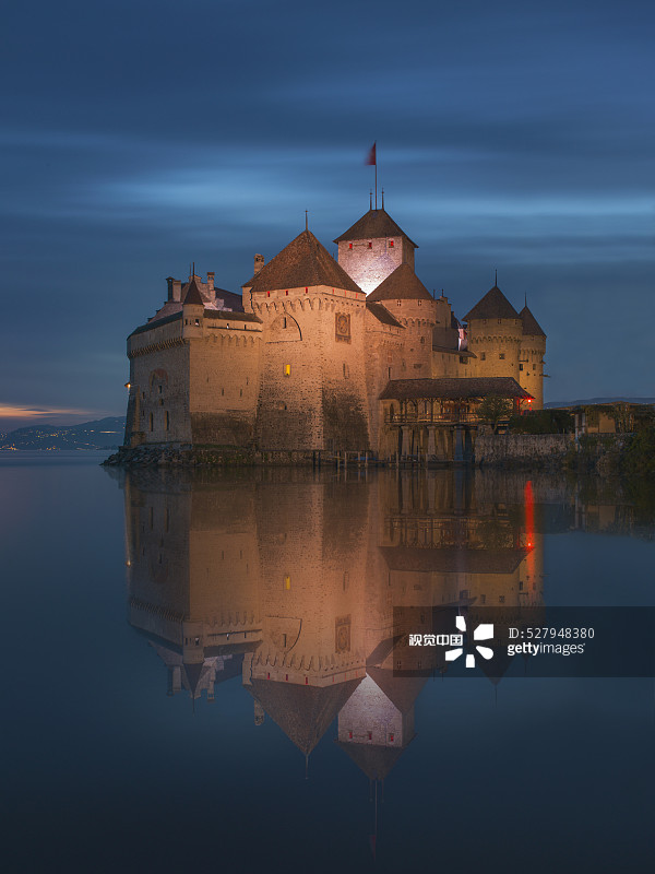 西庸城堡，靠近瑞士沃州蒙特勒图片素材