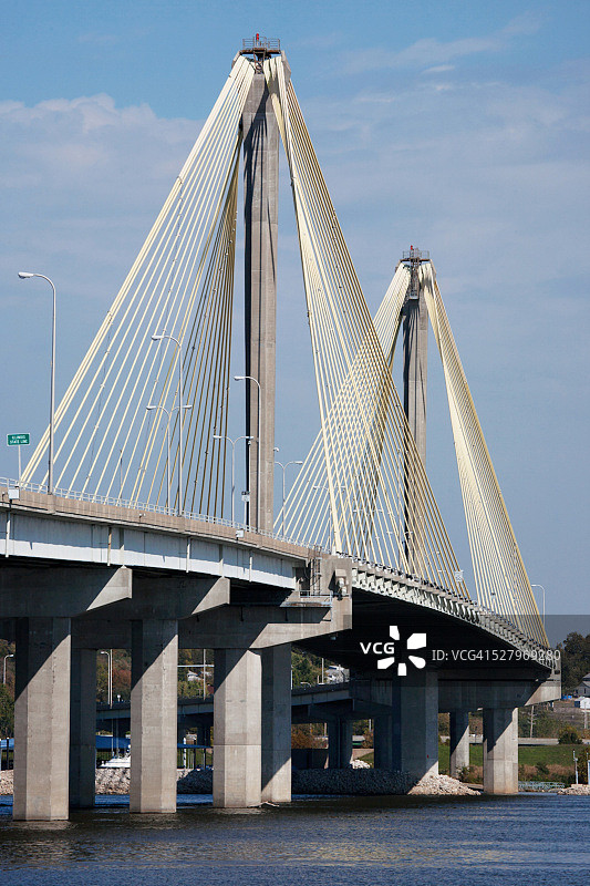 位于伊利诺伊州奥尔顿的跨密西西比河的克拉克大桥（又名库克大桥）图片素材