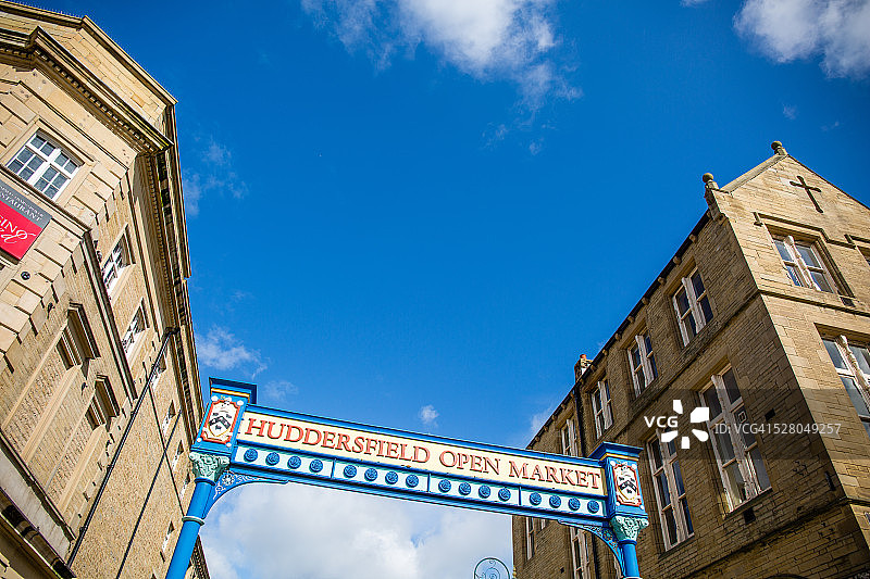 哈德斯菲尔德露天市场，约克郡图片素材