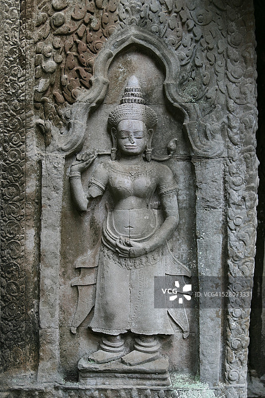 吴哥女性浅浮雕特写图片素材
